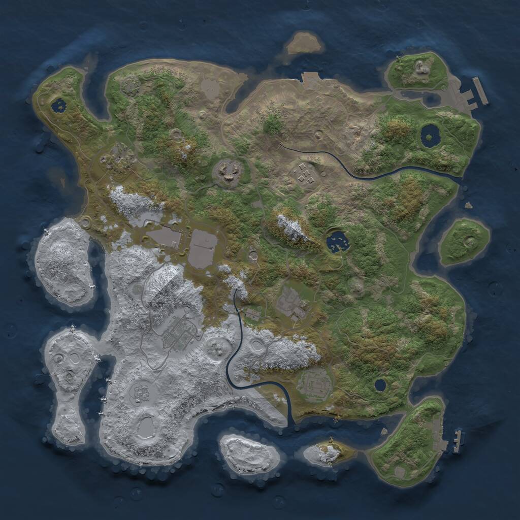 Rust Map: Procedural Map, Size: 3600, Seed: 98334910, 14 Monuments