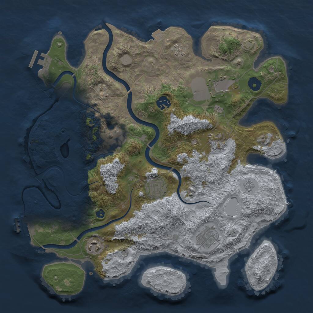 Rust Map: Procedural Map, Size: 3500, Seed: 666695962, 14 Monuments