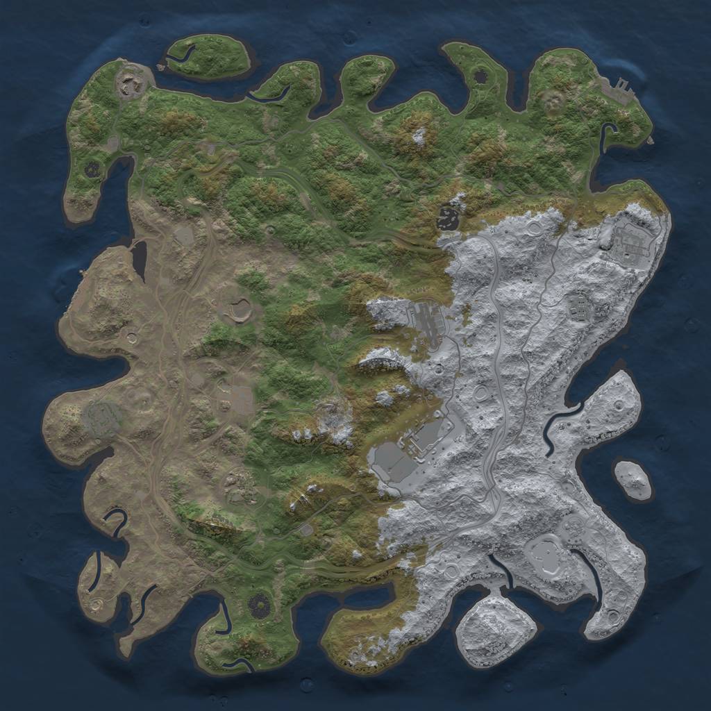 Rust Map: Procedural Map, Size: 4500, Seed: 934936134, 19 Monuments