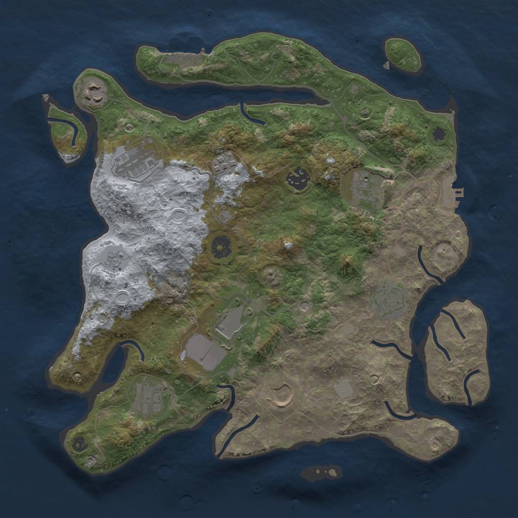 Rust Map: Procedural Map, Size: 3500, Seed: 351798099, 18 Monuments