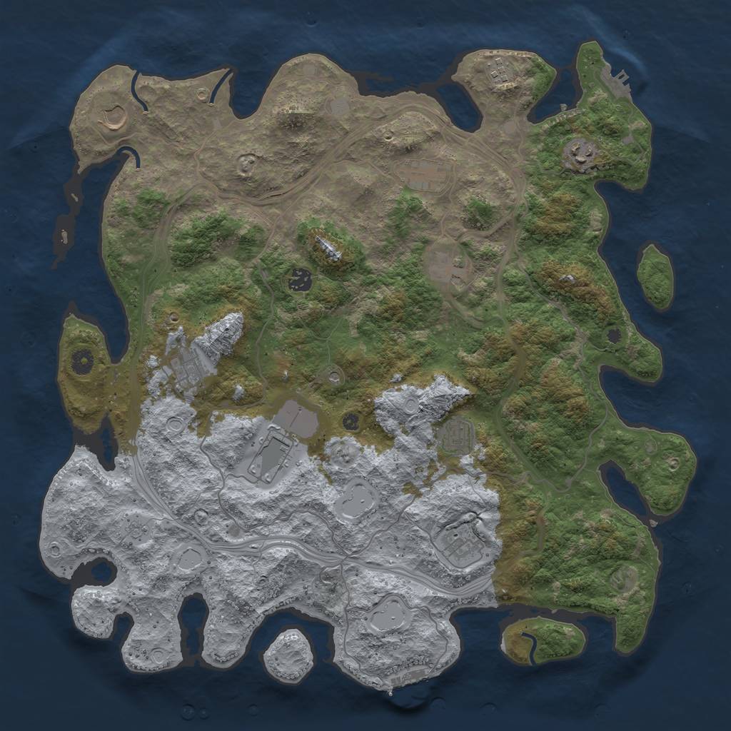 Rust Map: Procedural Map, Size: 4500, Seed: 74729, 19 Monuments