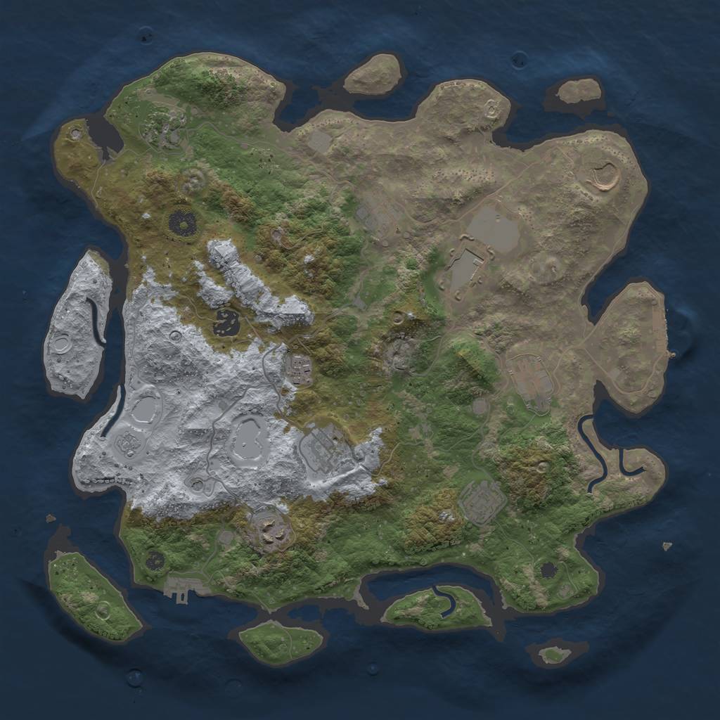 Rust Map: Procedural Map, Size: 3850, Seed: 889711405, 19 Monuments
