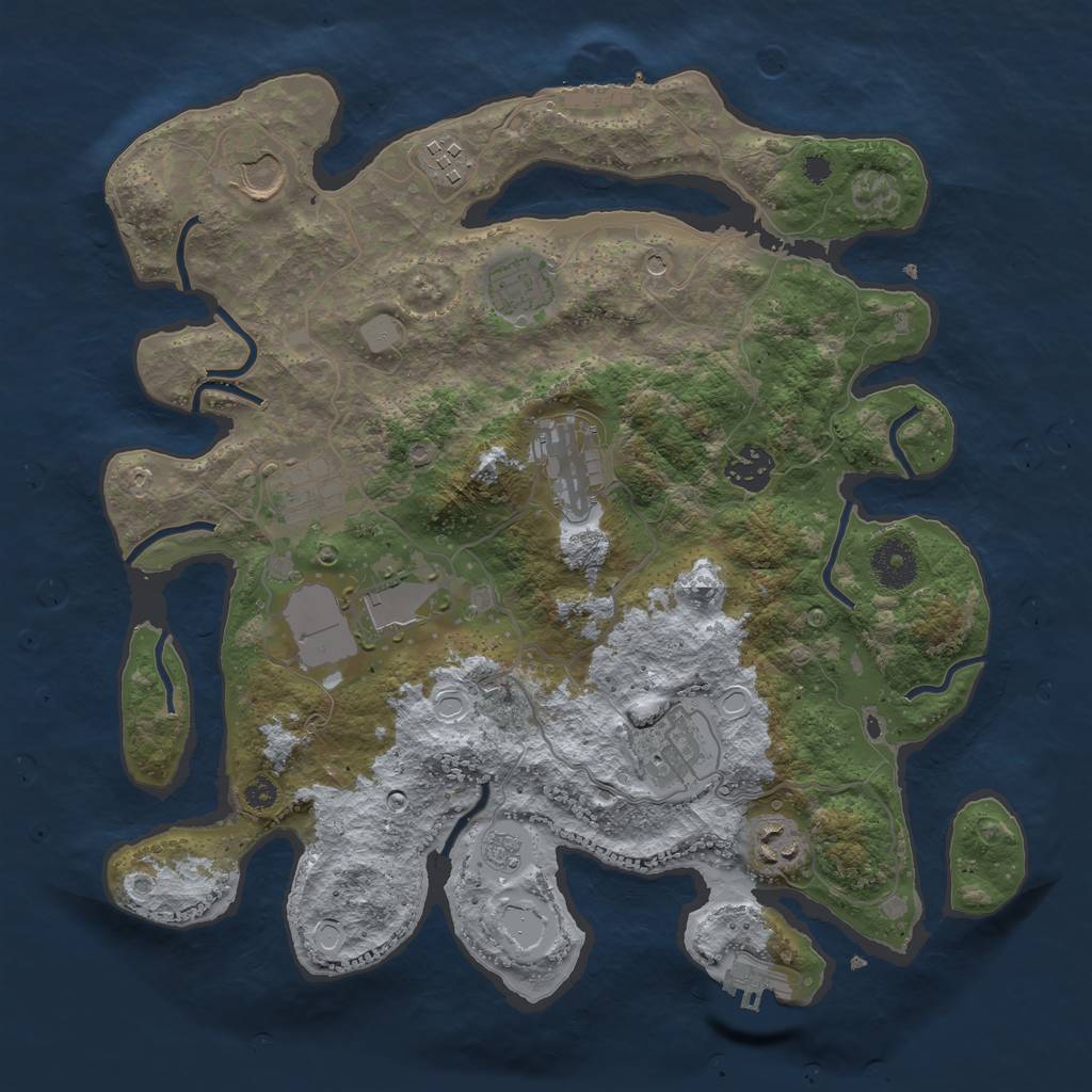 Rust Map: Procedural Map, Size: 3500, Seed: 1887332428, 18 Monuments