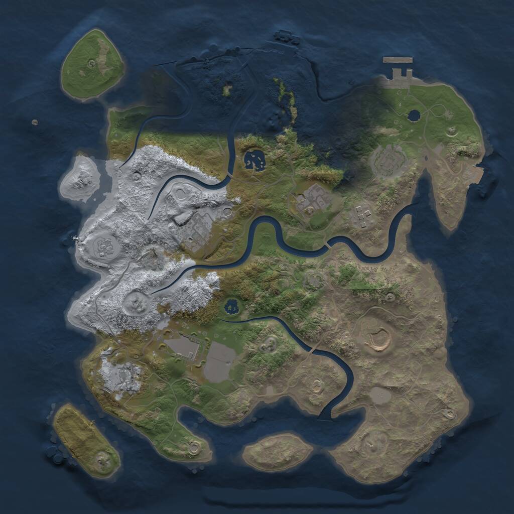 Rust Map: Procedural Map, Size: 3500, Seed: 309046885, 14 Monuments