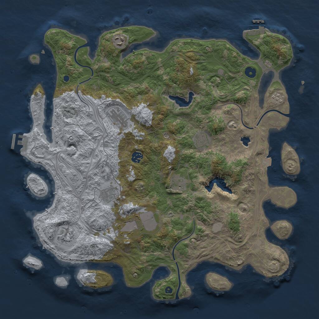 Rust Map: Procedural Map, Size: 4300, Seed: 829281497, 15 Monuments