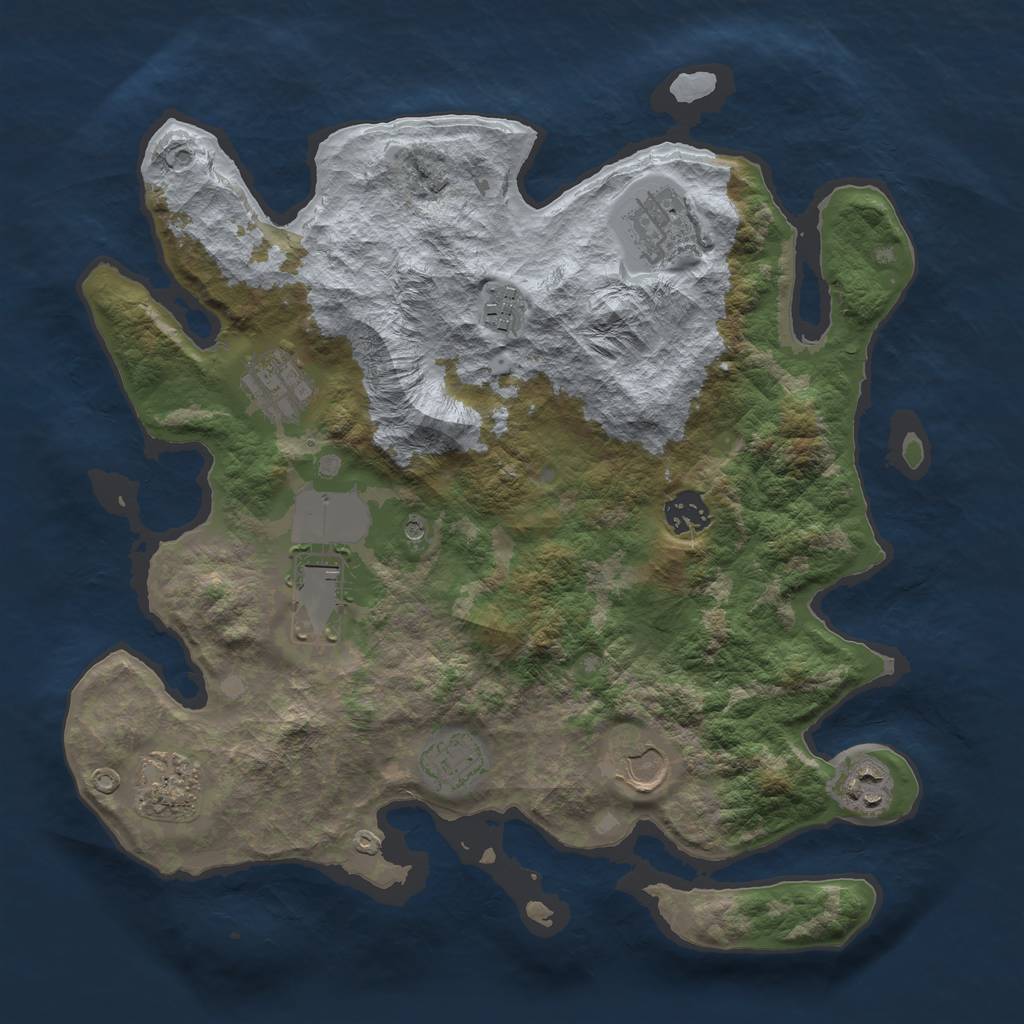 Rust Map: Barren, Size: 3500, Seed: 2114244026, 12 Monuments