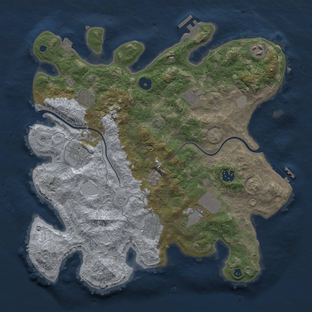 Rust Map: Procedural Map, Size: 3700, Seed: 1576400644, 14 Monuments