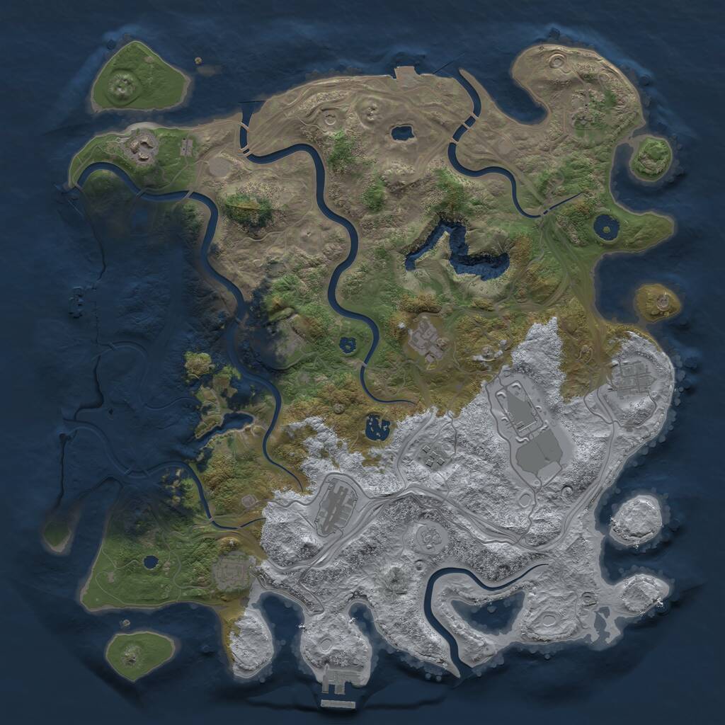 Rust Map: Procedural Map, Size: 4250, Seed: 12297, 16 Monuments