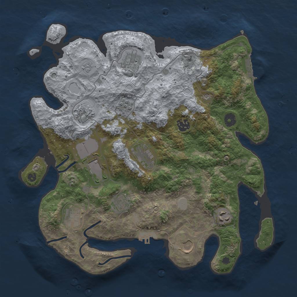 Rust Map: Procedural Map, Size: 3500, Seed: 871697368, 19 Monuments