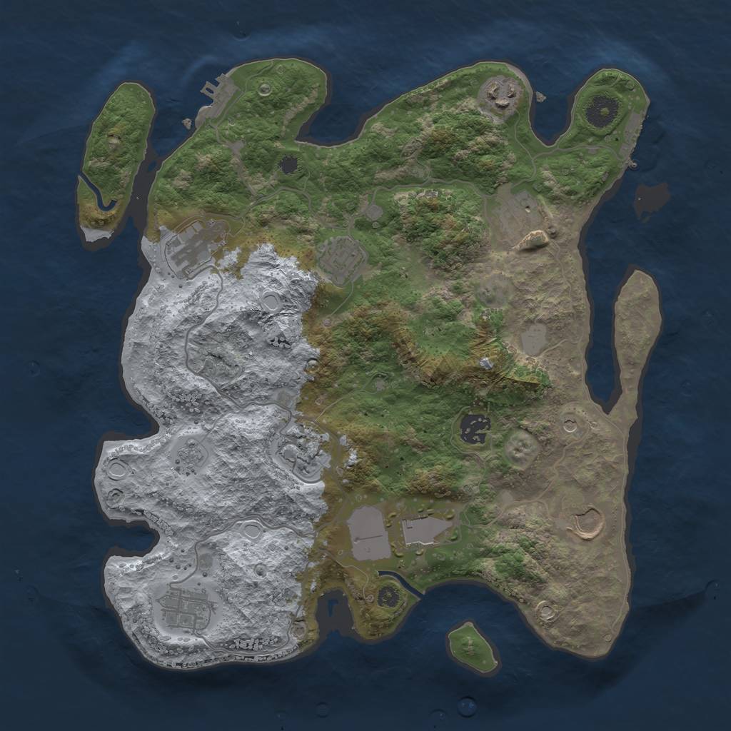 Rust Map: Procedural Map, Size: 3500, Seed: 841550146, 18 Monuments