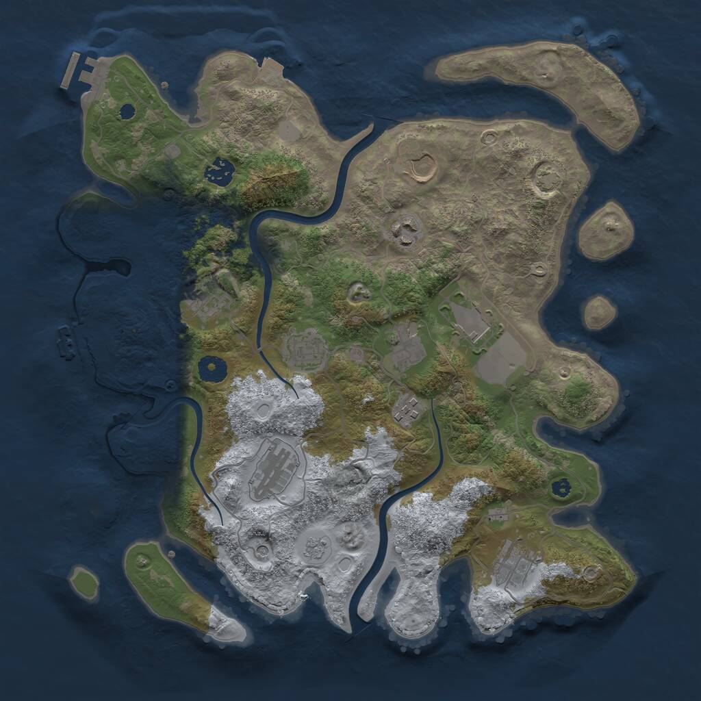 Rust Map: Procedural Map, Size: 3700, Seed: 1692684664, 16 Monuments
