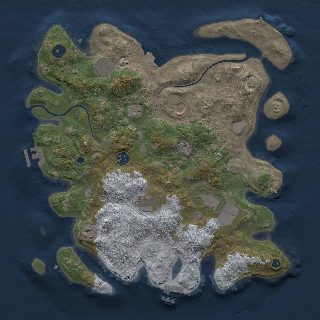 Rust Map: Procedural Map, Size: 3700, Seed: 1692684664, 13 Monuments