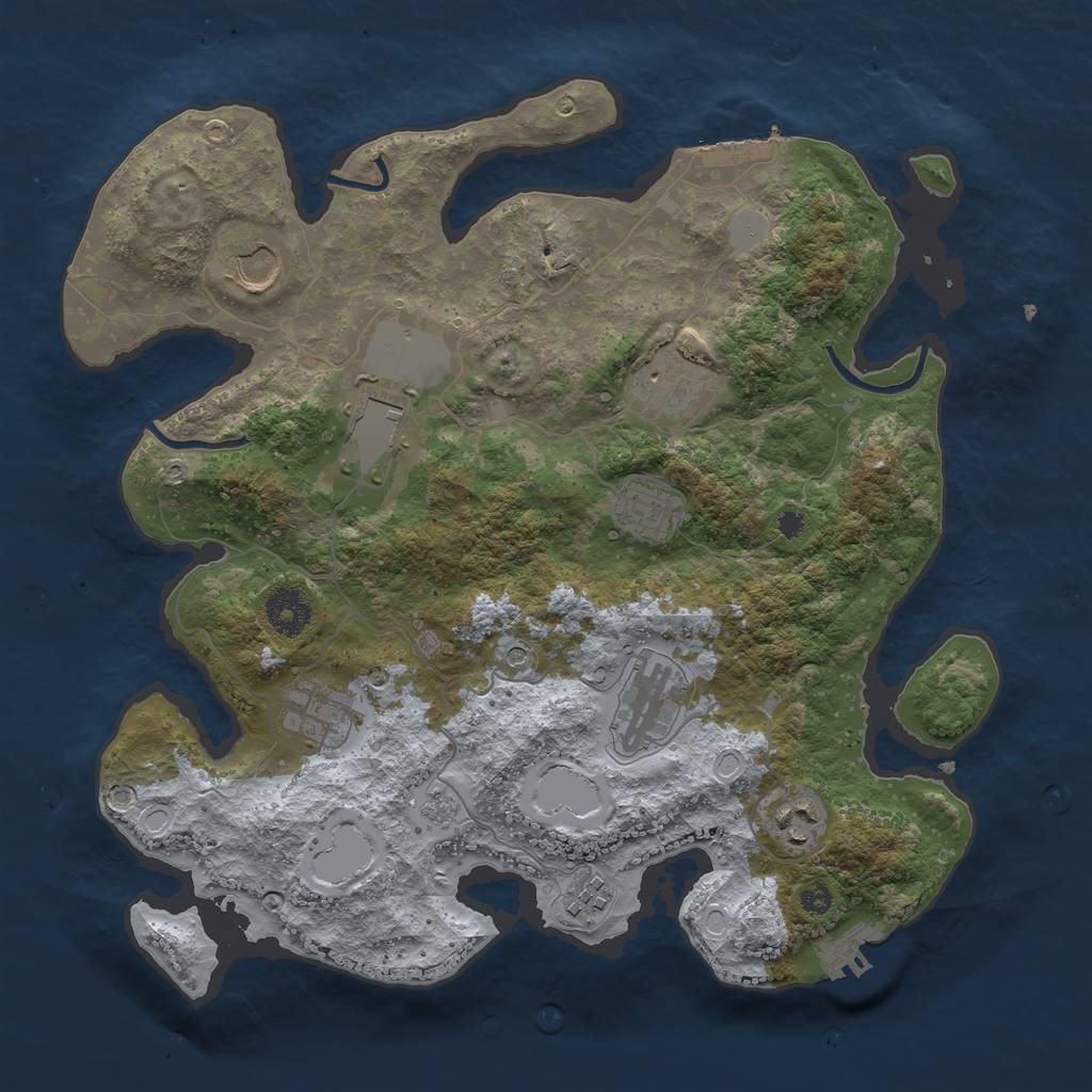Rust Map: Procedural Map, Size: 3500, Seed: 40967311, 17 Monuments