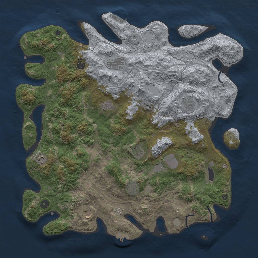 Rust Map: Procedural Map, Size: 4500, Seed: 660325657, 19 Monuments