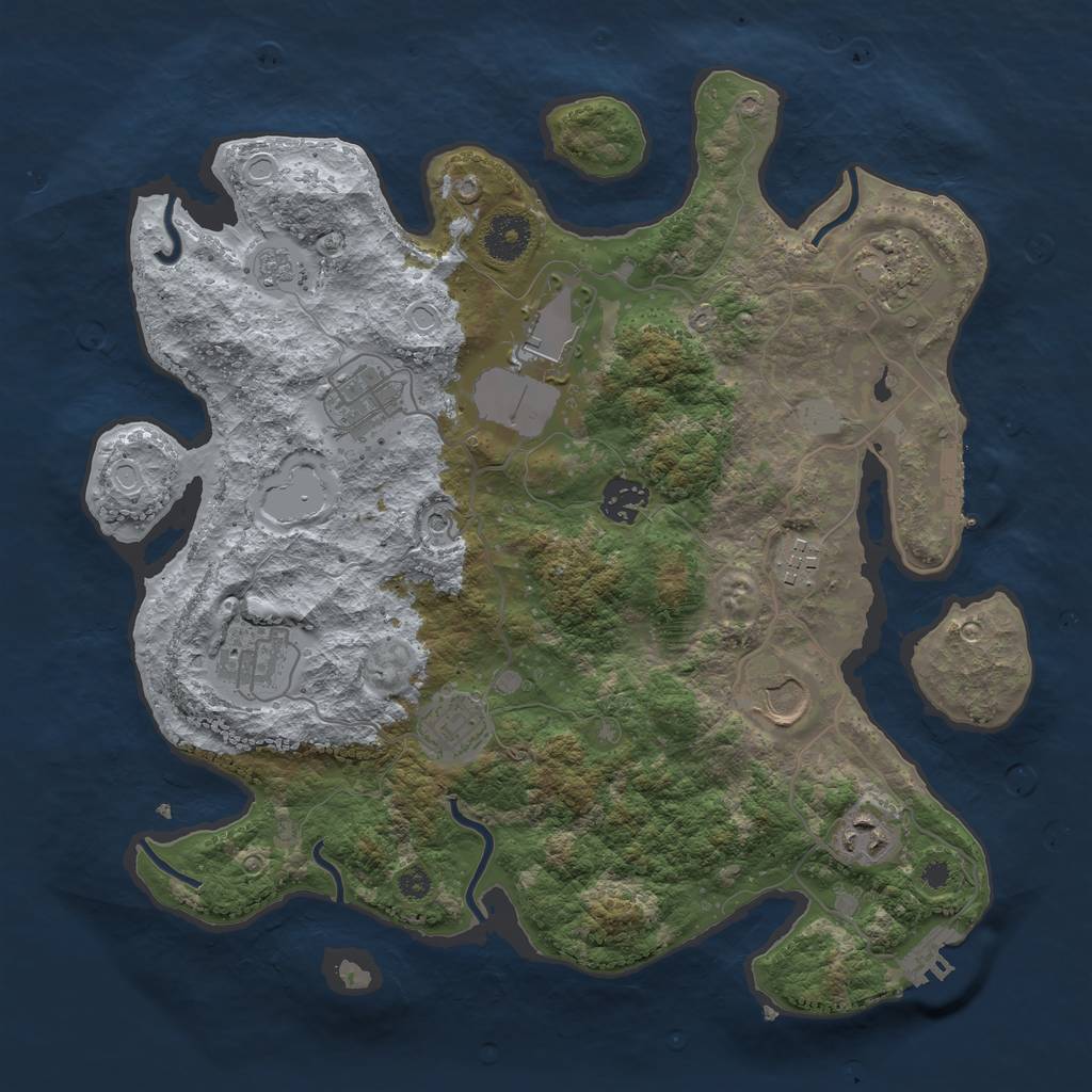 Rust Map: Procedural Map, Size: 3500, Seed: 284002711, 18 Monuments