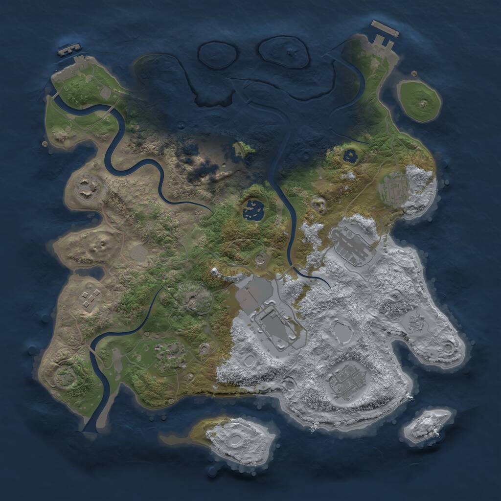 Rust Map: Procedural Map, Size: 3500, Seed: 951753, 15 Monuments