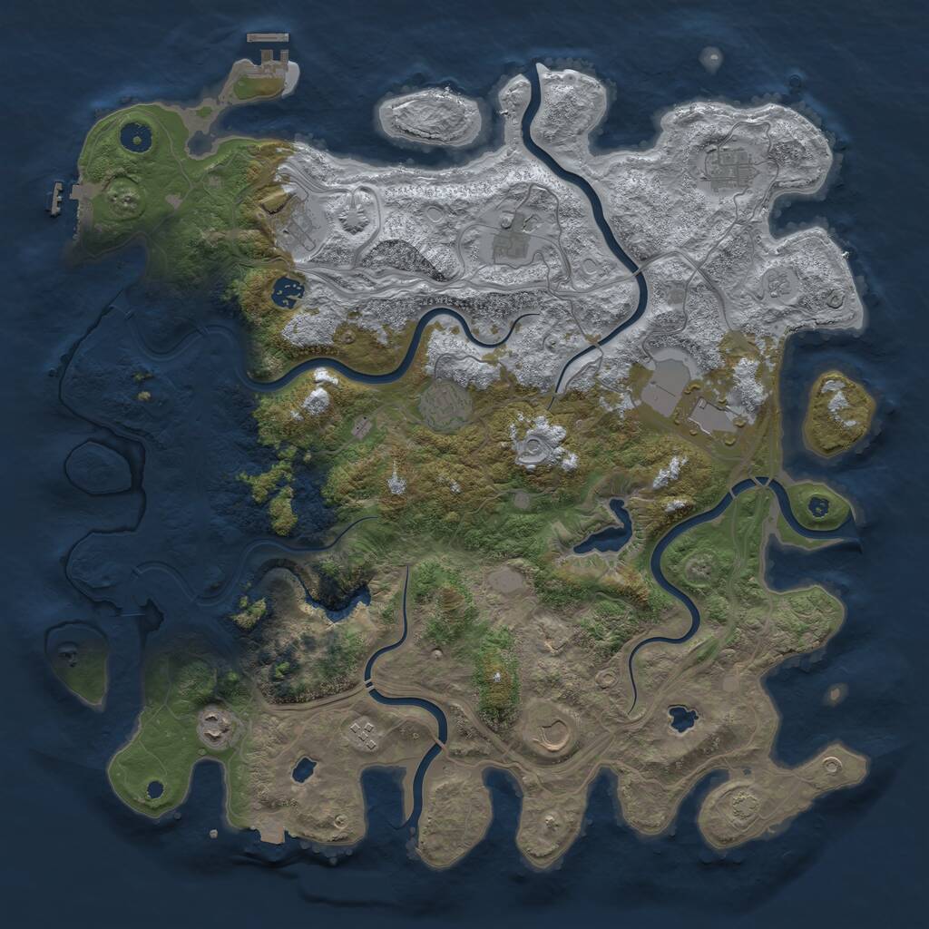 Rust Map: Procedural Map, Size: 4500, Seed: 2091, 15 Monuments