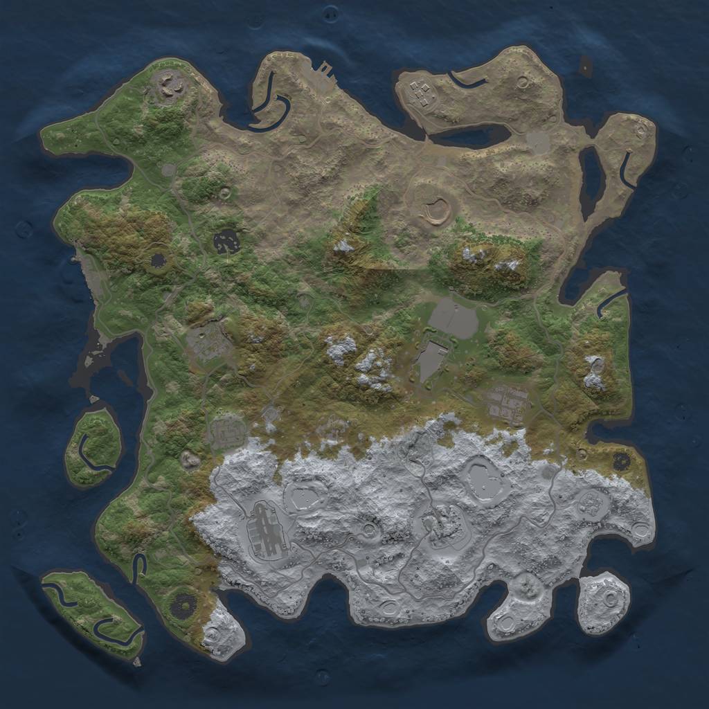 Rust Map: Procedural Map, Size: 4000, Seed: 1252525656, 19 Monuments