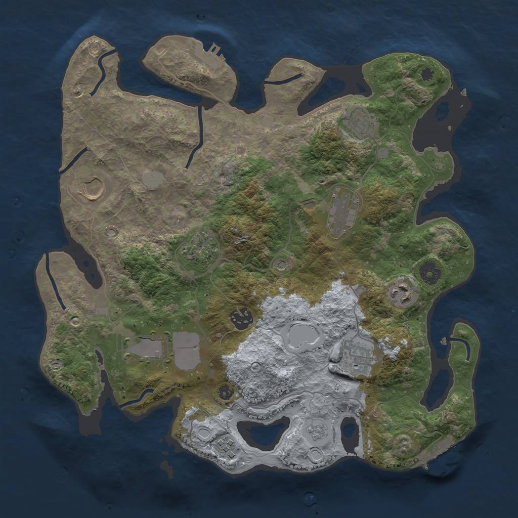 Rust Map: Procedural Map, Size: 3500, Seed: 8734537, 18 Monuments