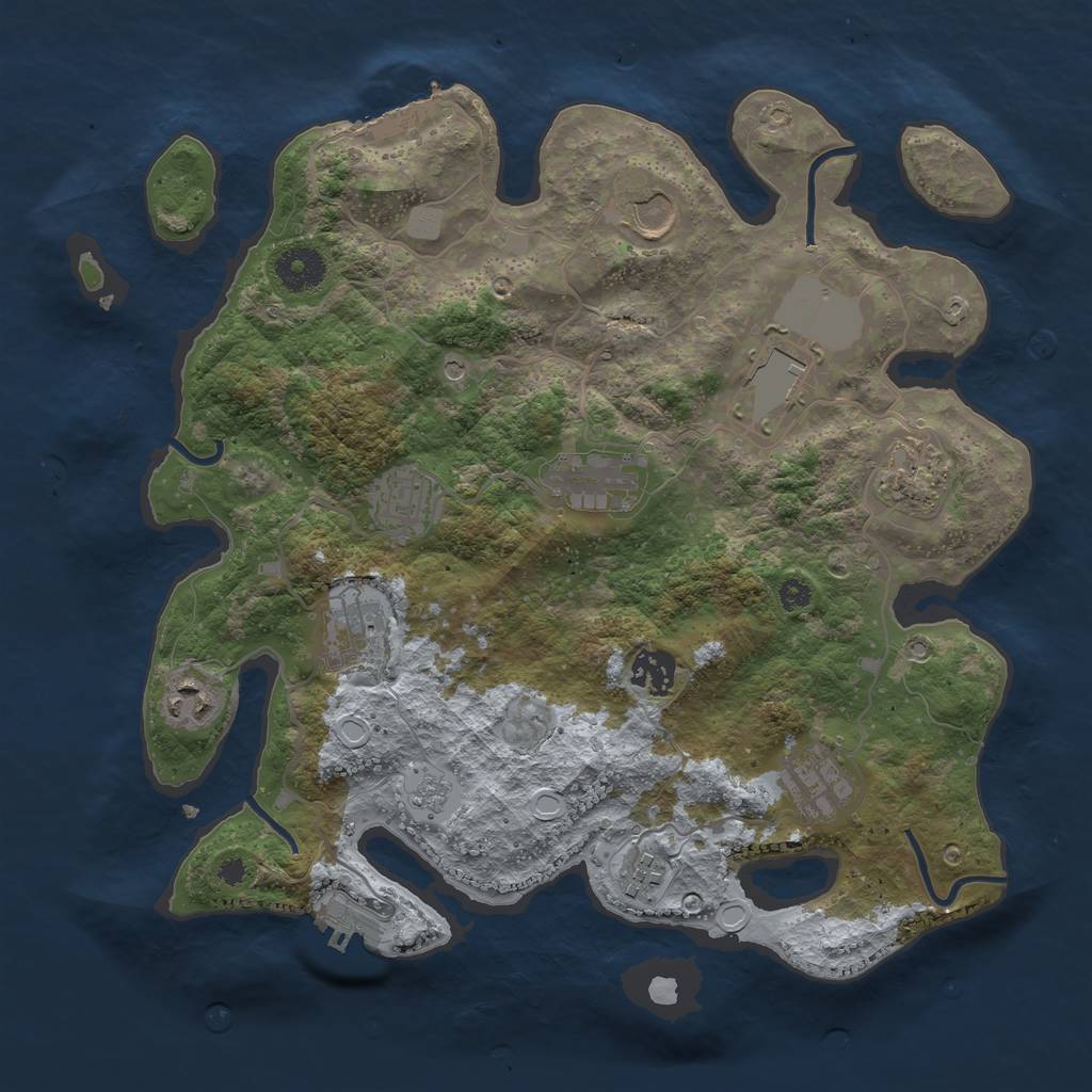 Rust Map: Procedural Map, Size: 3500, Seed: 743692, 19 Monuments
