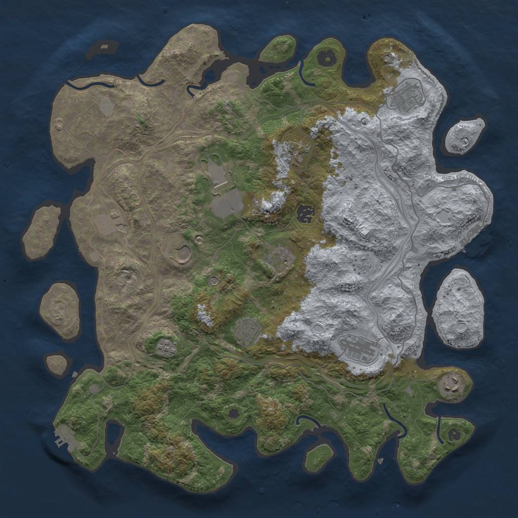 Rust Map: Procedural Map, Size: 4250, Seed: 120763401, 20 Monuments