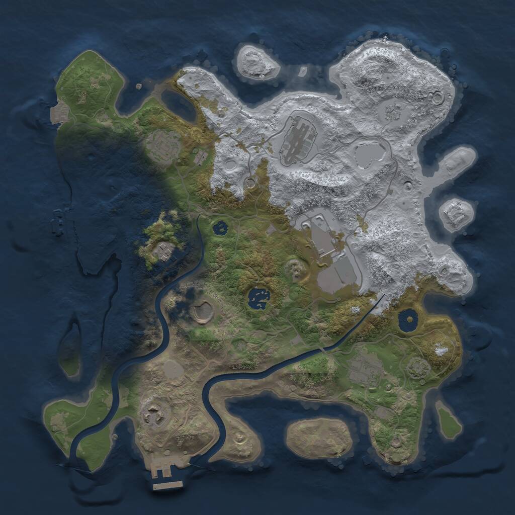 Rust Map: Procedural Map, Size: 3500, Seed: 422446252, 14 Monuments