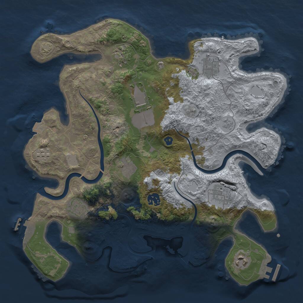 Rust Map: Procedural Map, Size: 3500, Seed: 595056711, 15 Monuments