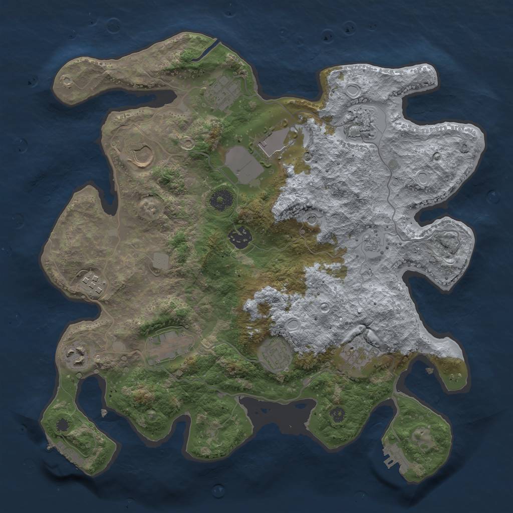 Rust Map: Procedural Map, Size: 3500, Seed: 595056711, 19 Monuments