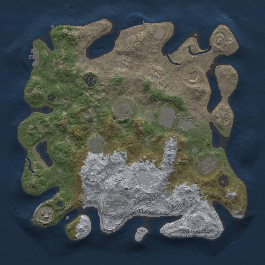 Rust Map: Procedural Map, Size: 3500, Seed: 61888788, 18 Monuments