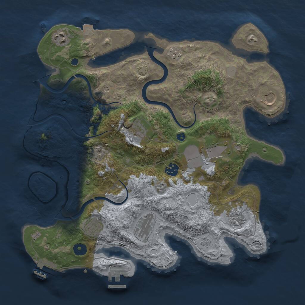 Rust Map: Procedural Map, Size: 3500, Seed: 630503649, 15 Monuments