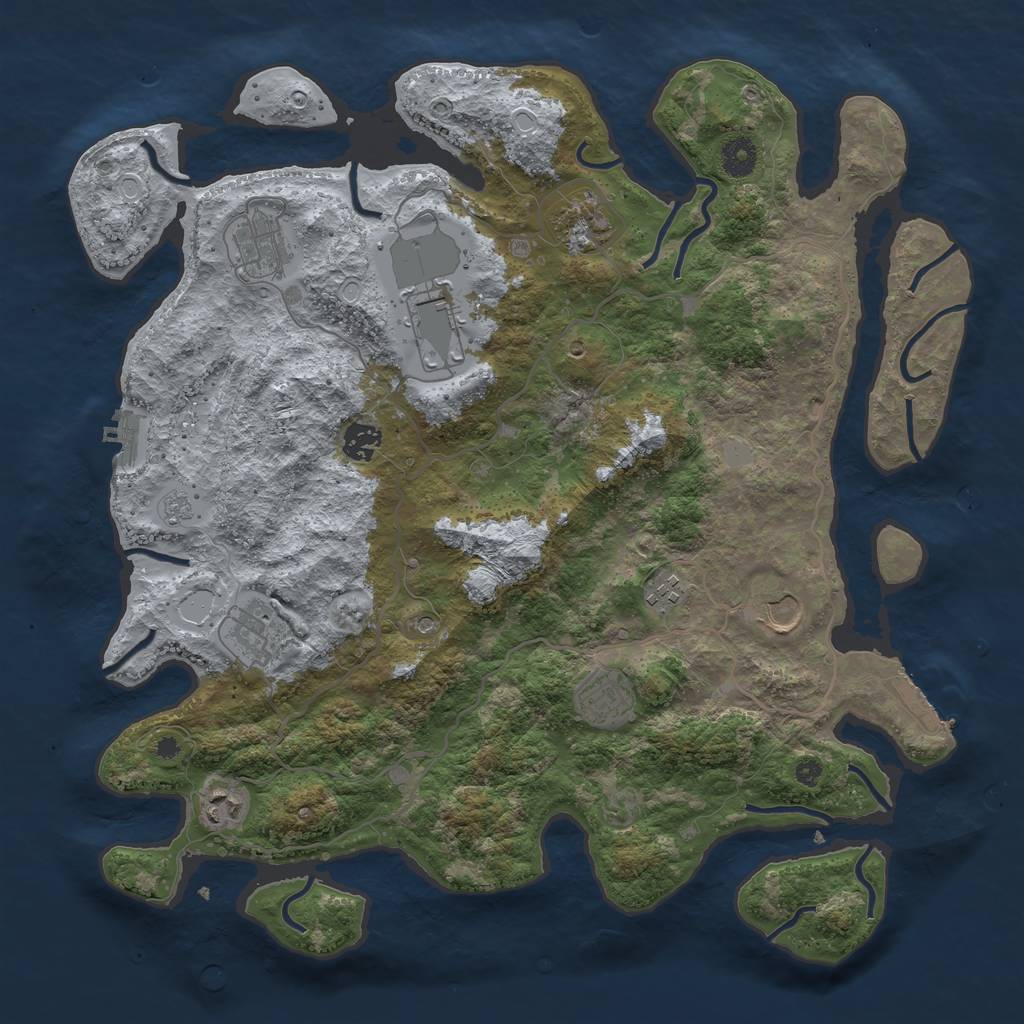 Rust Map: Procedural Map, Size: 4000, Seed: 1698492234, 18 Monuments