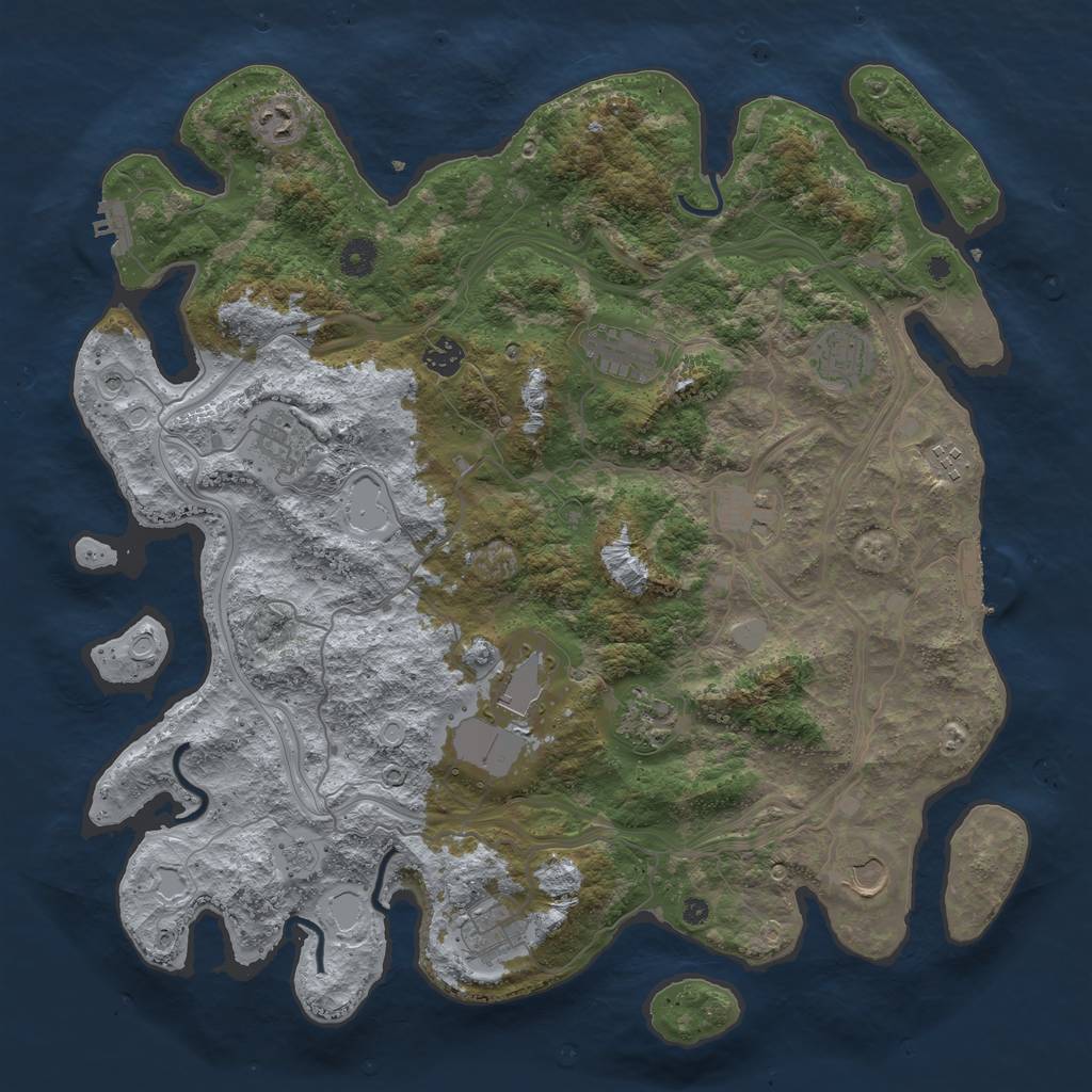 Rust Map: Procedural Map, Size: 4250, Seed: 1190792572, 20 Monuments