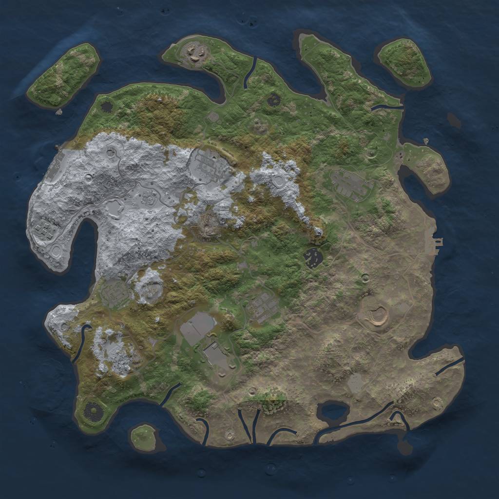 Rust Map: Procedural Map, Size: 3850, Seed: 87664625, 19 Monuments
