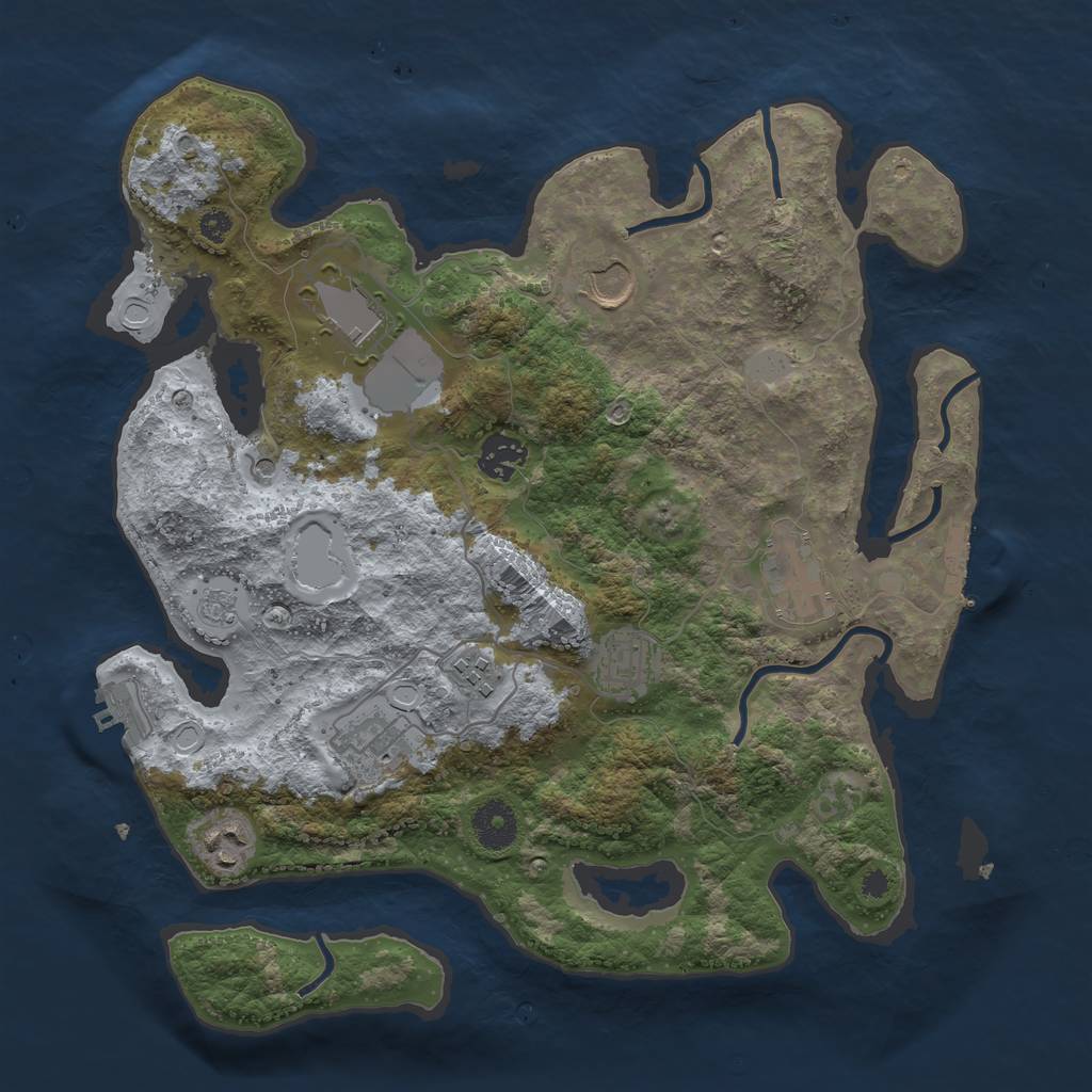 Rust Map: Procedural Map, Size: 3500, Seed: 1194446749, 17 Monuments