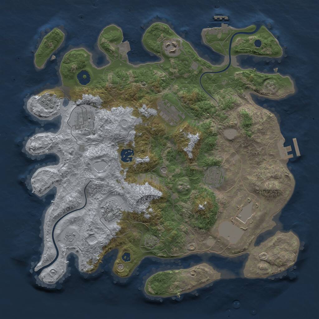 Rust Map: Procedural Map, Size: 3500, Seed: 1420828639, 14 Monuments