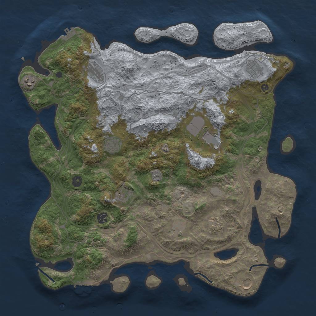 Rust Map: Procedural Map, Size: 4300, Seed: 369874, 20 Monuments