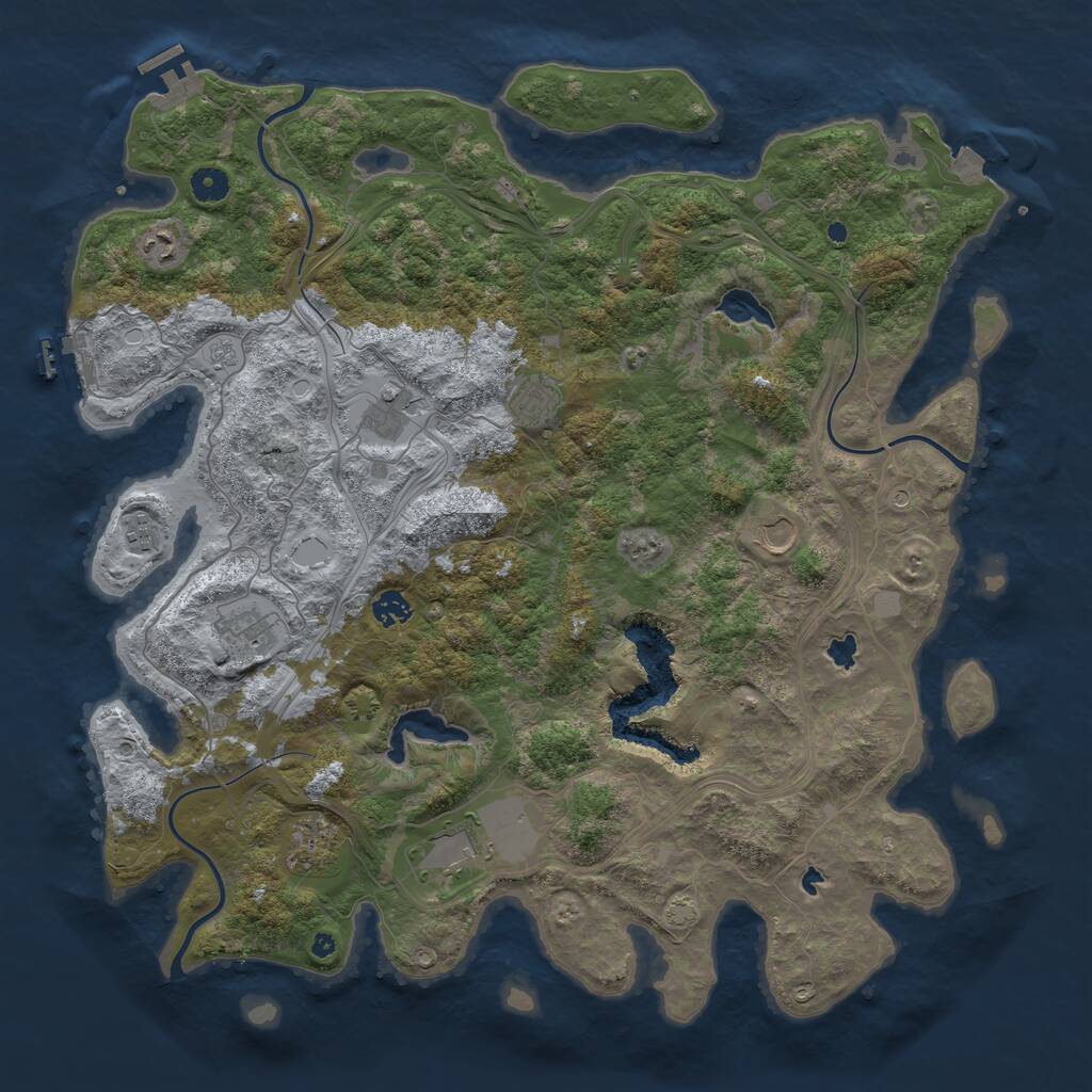 Rust Map: Procedural Map, Size: 4500, Seed: 1854210470, 15 Monuments