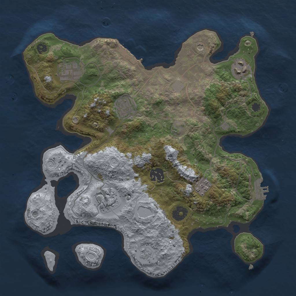 Rust Map: Procedural Map, Size: 3000, Seed: 1008, 15 Monuments