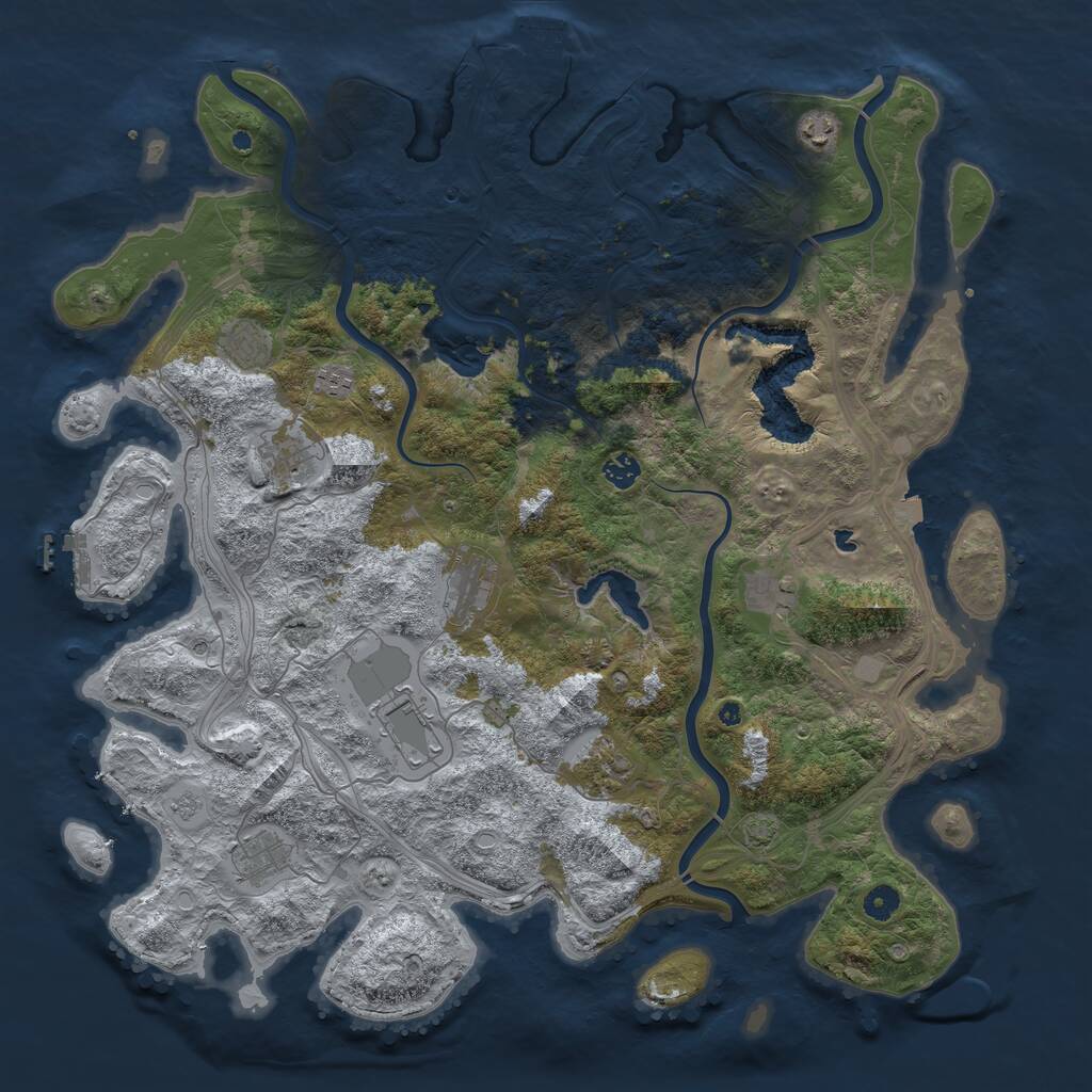 Rust Map: Procedural Map, Size: 4700, Seed: 839990581, 16 Monuments