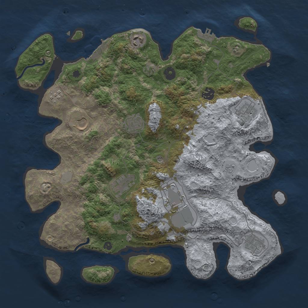 Rust Map: Procedural Map, Size: 3700, Seed: 1733721628, 18 Monuments