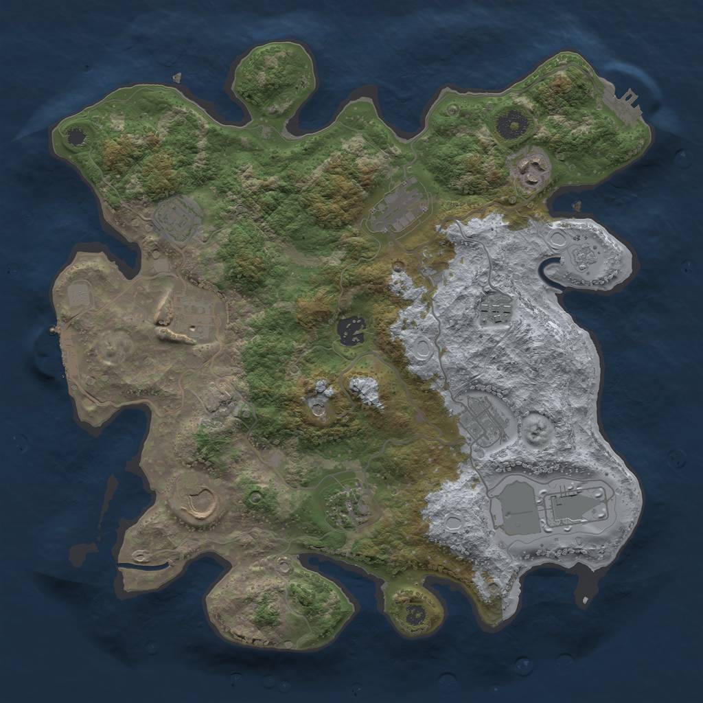 Rust Map: Procedural Map, Size: 3500, Seed: 2098090177, 19 Monuments