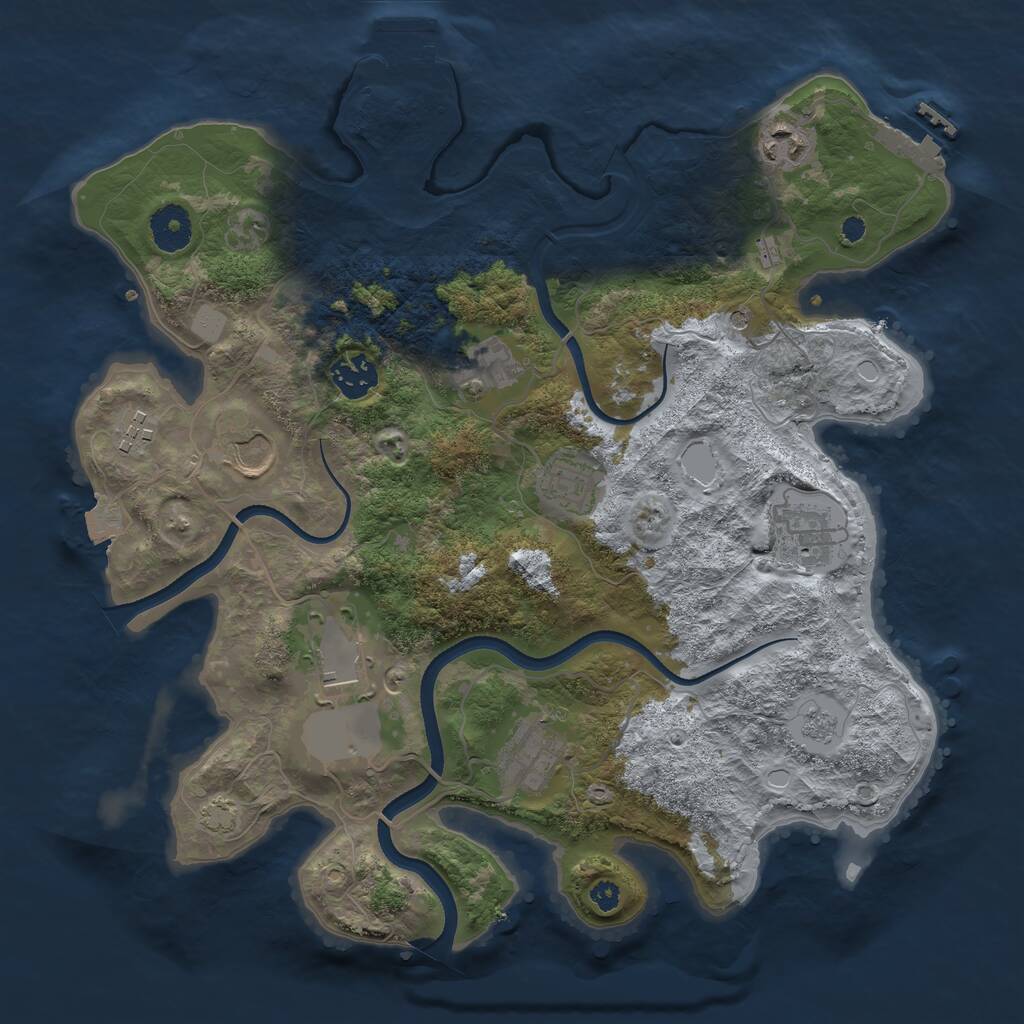Rust Map: Procedural Map, Size: 3500, Seed: 2098090177, 15 Monuments