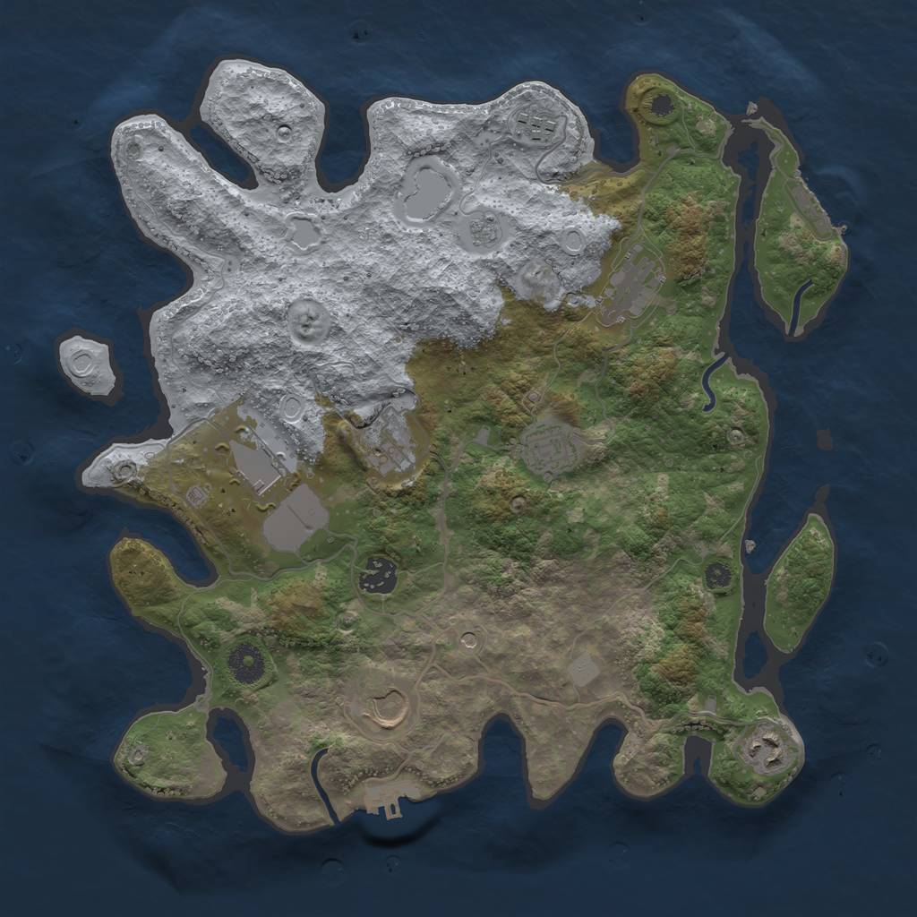 Rust Map: Procedural Map, Size: 3600, Seed: 92112931, 17 Monuments