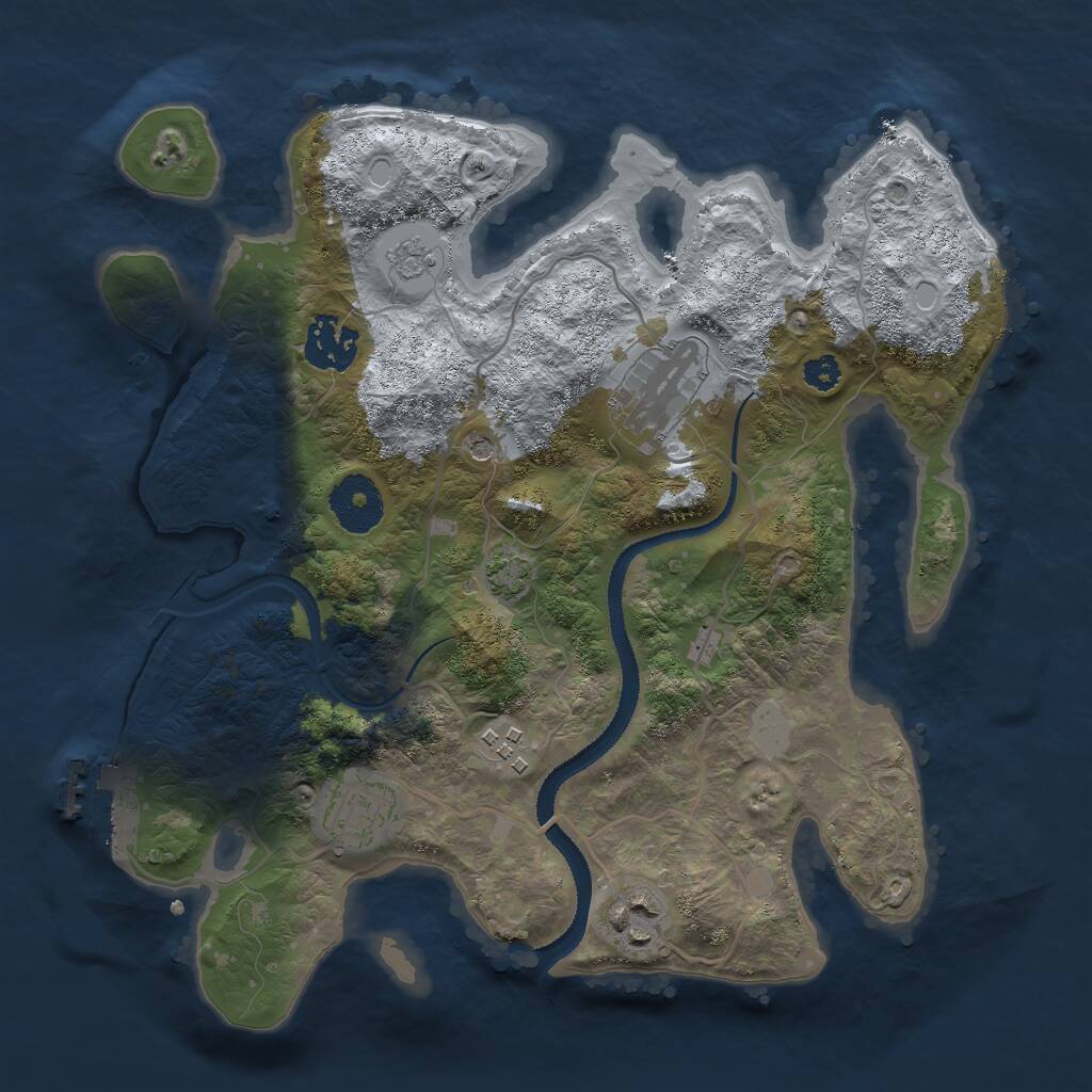 Rust Map: Procedural Map, Size: 3000, Seed: 222441407, 10 Monuments