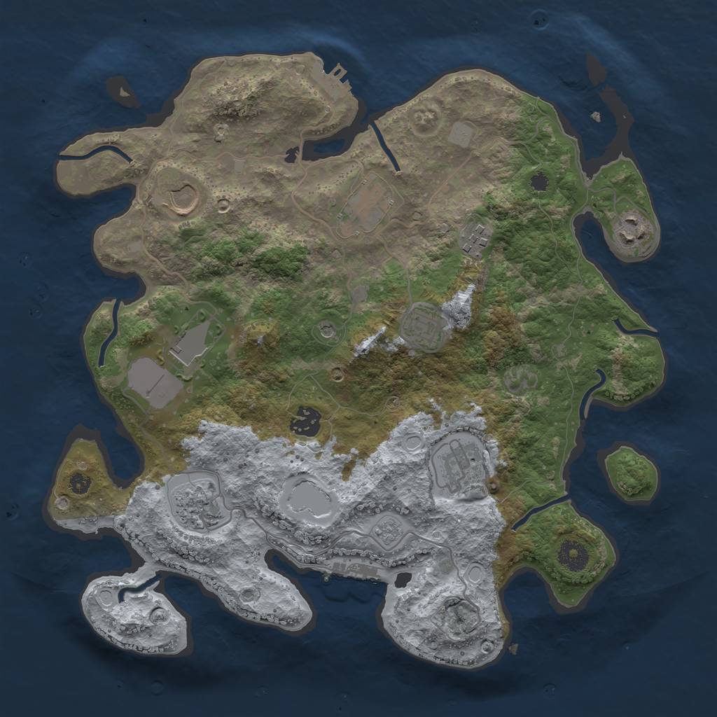 Rust Map: Procedural Map, Size: 3500, Seed: 1980961521, 18 Monuments