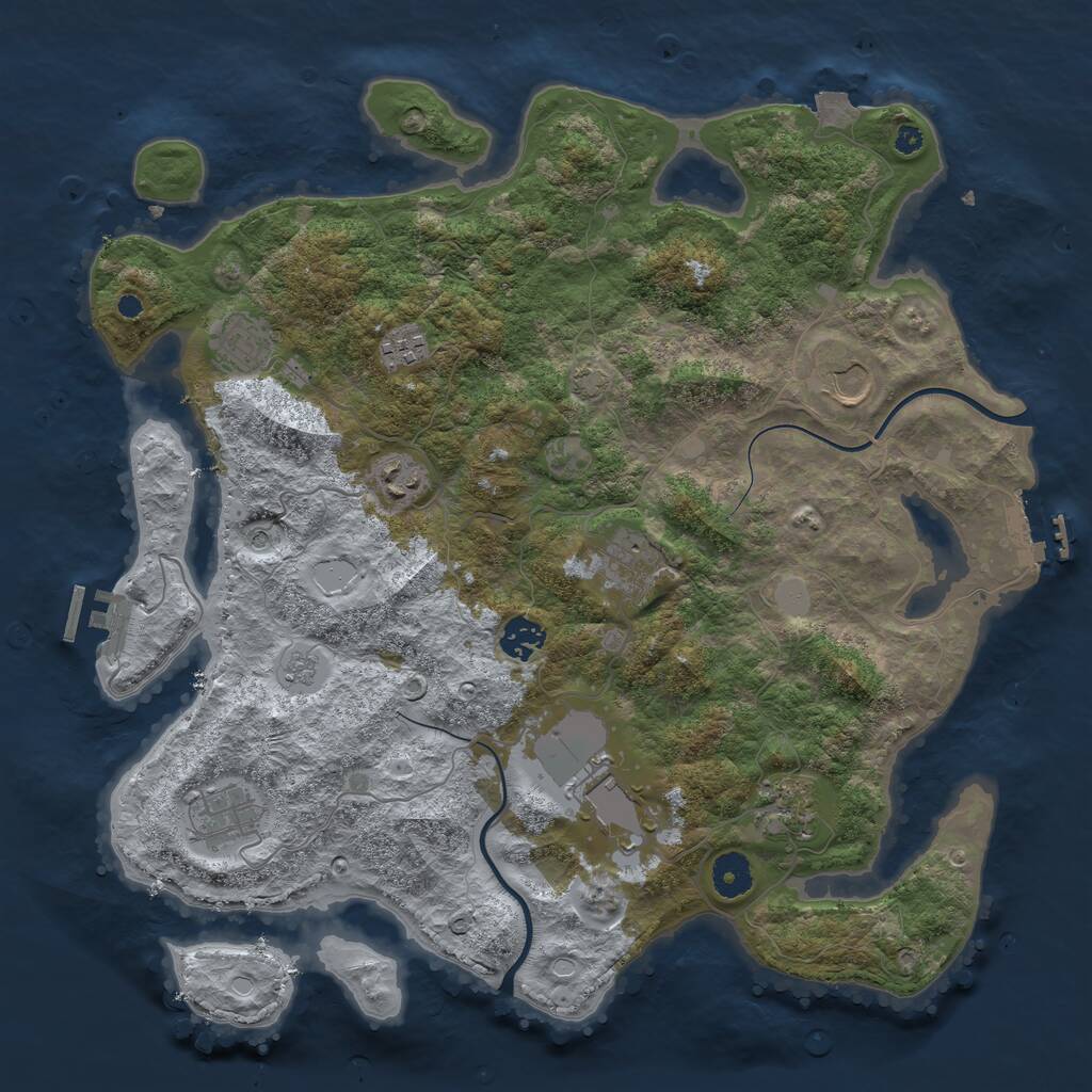 Rust Map: Procedural Map, Size: 3850, Seed: 7014998, 15 Monuments