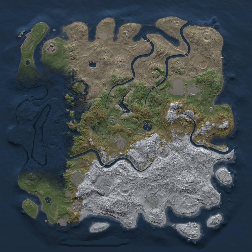 Rust Map: Procedural Map, Size: 4250, Seed: 592621503, 17 Monuments