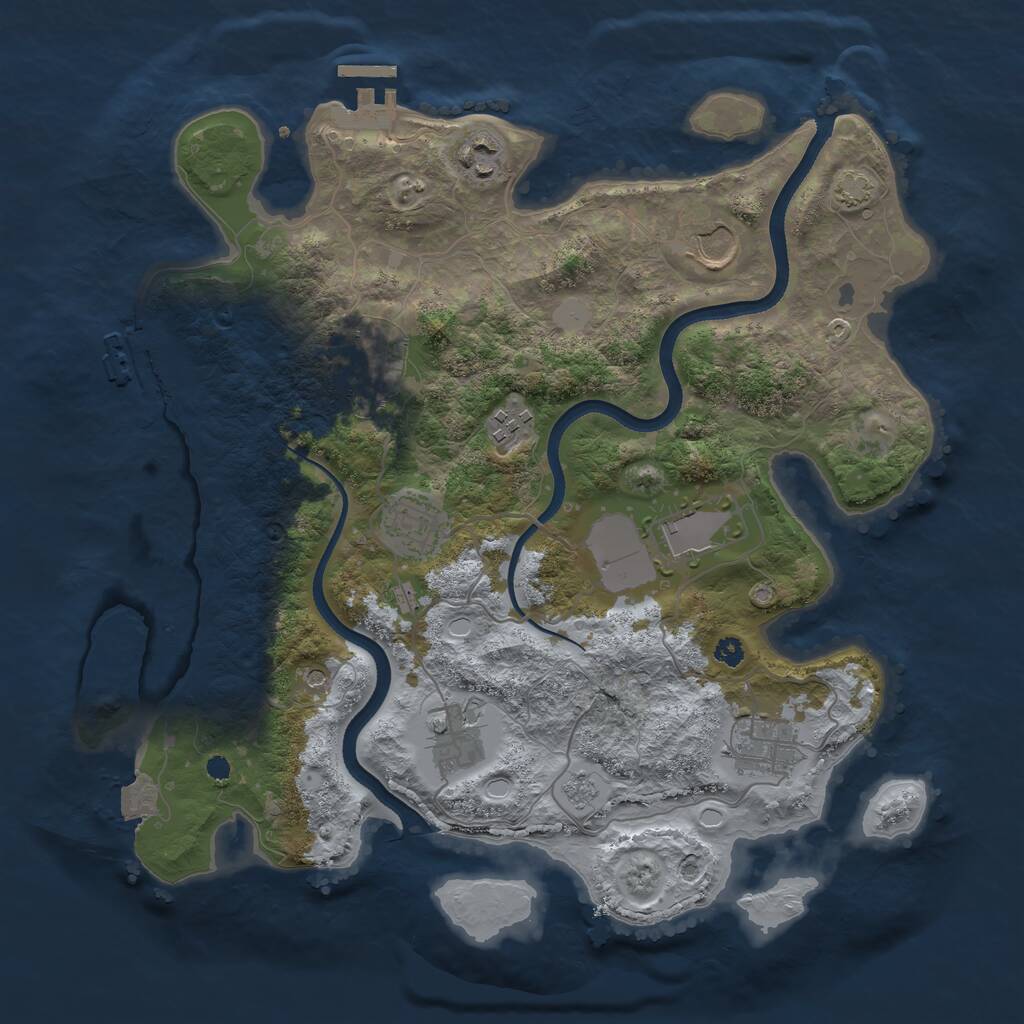 Rust Map: Procedural Map, Size: 3500, Seed: 1375002439, 14 Monuments