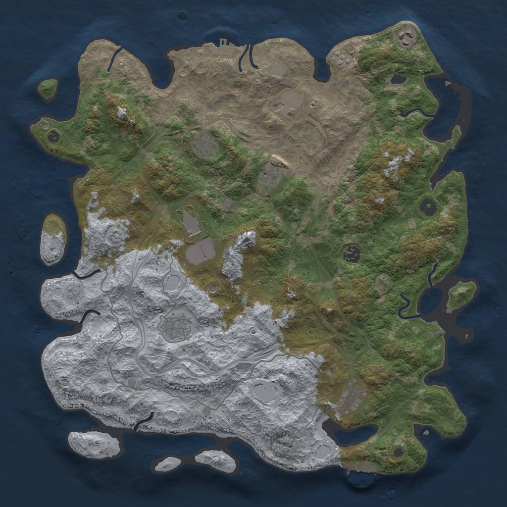 Rust Map: Procedural Map, Size: 4500, Seed: 542538905, 18 Monuments