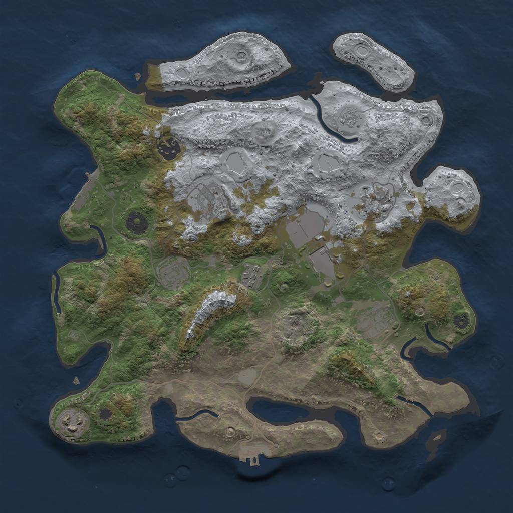 Rust Map: Procedural Map, Size: 3500, Seed: 9443, 17 Monuments